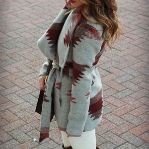 Aztec belted coat